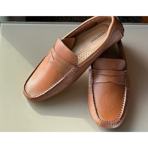 Nordstrom Men’s Driving Penny Loafer Brown Glove Tanned Leather Mocassin, 8M - Picture 3 of 16